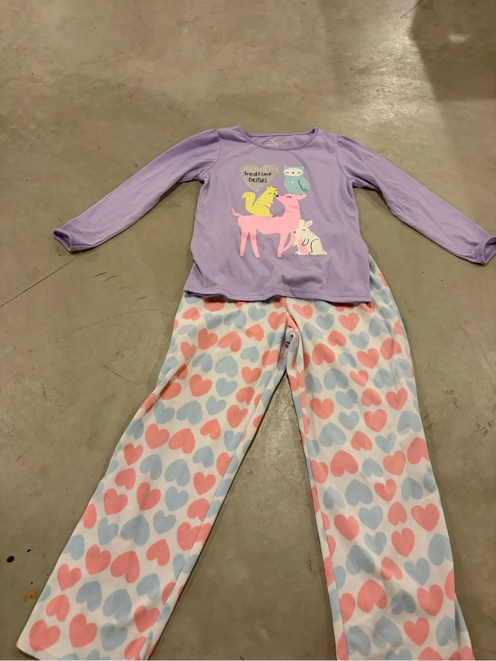Kids Purple Heart-Print Pajama Set